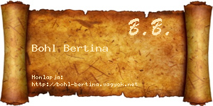 Bohl Bertina névjegykártya